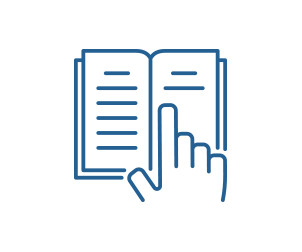 Hand pointing to content in an open book